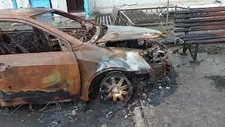 Последствия обстрела российскими войсками города Курахово Донецкой области. Место прилёта снаряда.