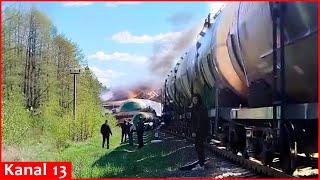 Explosion on railway in Russia: Train with 60 wagons derails, fire breaks out
