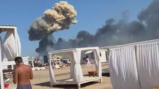 Взрывы в Крыму ЧП на аэродроме Новофедоровки все видео очевидцев инцидента